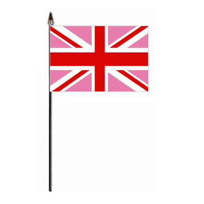 Great Britain Union Jack (Pink) Hand Flag - Small.