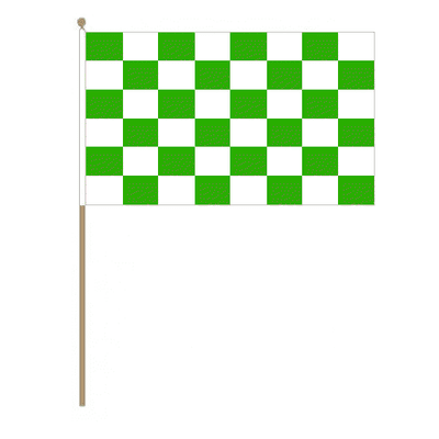 Green and White Checkered Hand Flag - Large
