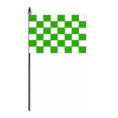 Green and White Checkered Hand Flag - Small