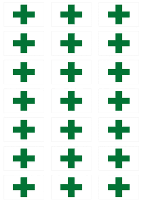 Green Cross Stickers - 21 per sheet