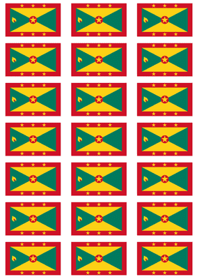 Grenada Flag Stickers - 21 per sheet