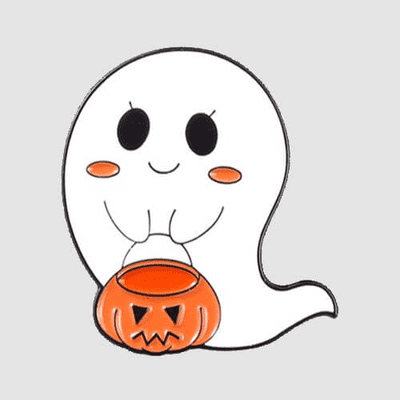 Halloween Ghost and Pumpkin Enamel Pin Badge