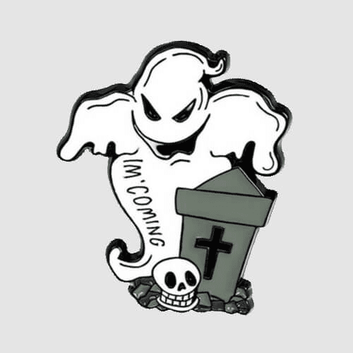 Halloween Ghost and Skull Enamel Pin Badge