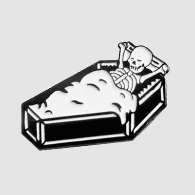 Halloween Skeleton and Coffin Enamel Pin Badge