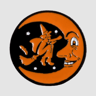 Halloween Witch and Moon Enamel Pin Badge