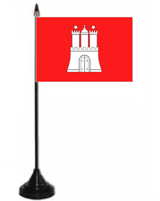 Hamburg Desk / Table Flag with plastic stand and base.