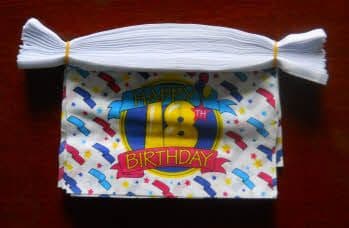 Happy 18th Birthday Bunting, rectangular, 9 metre.