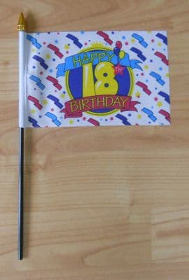Happy 18th Birthday Hand Flag - Small.