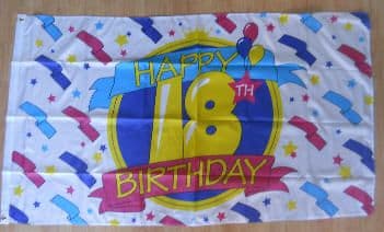 Happy 18th Birthday Large Flag - 5' x 3'.