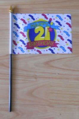 Happy 21st Birthday Hand Flag - Small.