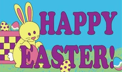 Happy Easter Bunny Large Flag - 5' x 3'.