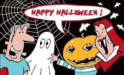 Happy Halloween Cartoon Party Large Flag - 5' x 3'