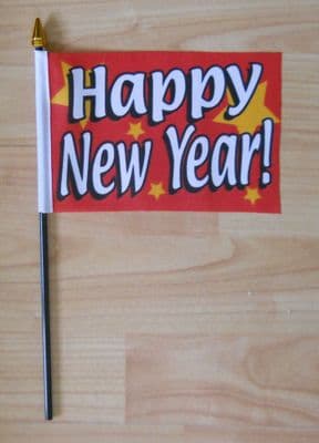 Happy New Year Hand Flag - Small.
