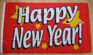Happy New Year Large Flag - 5' x 3'.