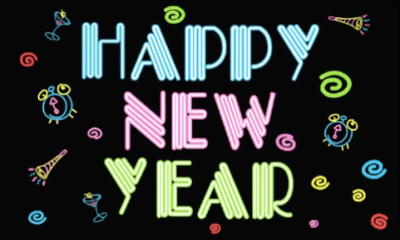 Happy New Year Neon Large Flag - 5' x 3'.