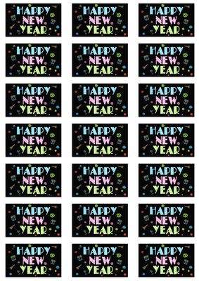 Happy New Year Neon Stickers - 21 per sheet