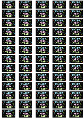 Happy New Year Neon Stickers - 65 per sheet
