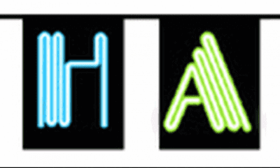 Happy New Year Neon Text Bunting, square, 5 metre