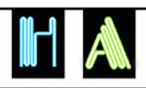 Happy New Year Neon Text Bunting, square, 5 metre