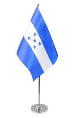 Honduras Desk / Table Flag with chrome stand and base.
