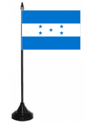 Honduras Desk / Table Flag with plastic stand and base.