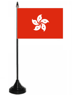 Hong Kong Desk / Table Flag with plastic stand and base.