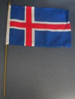 Iceland Country Hand Flag.