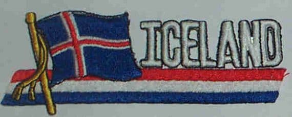 Iceland Embroidered Flag Patch, style 01.