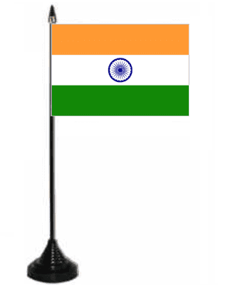 India Desk / Table Flag with plastic stand and base.