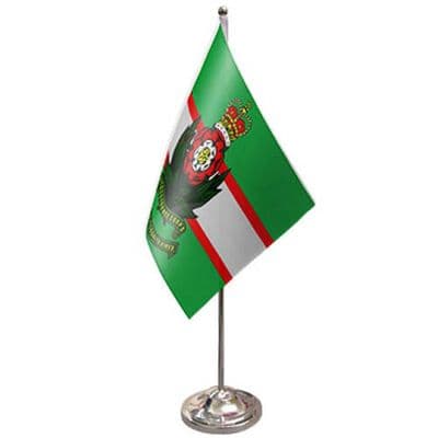 Intelligence Corps Desk / Table Flag with chrome stand and base