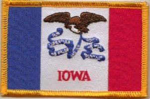Iowa Embroidered Flag Patch, style 08.