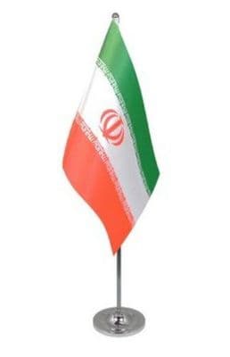 Iran Desk / Table Flag with chrome stand and base.