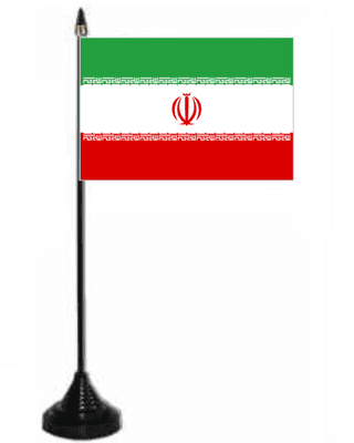 Iran Desk / Table Flag with plastic stand and base.