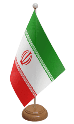 Iran Desk / Table Flag with wooden stand and base