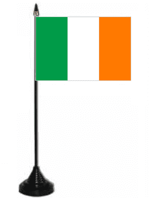 Ireland Desk / Table Flag with plastic stand and base.