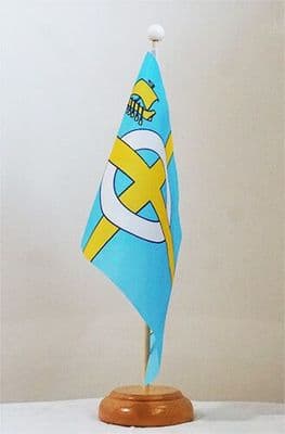 Isle of Skye Desk / Table Flag with wooden stand and base