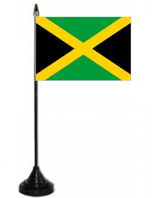 Jamaica Desk / Table Flag with plastic stand and base.