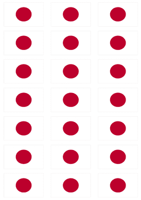 Japan Flag Stickers - 21 per sheet
