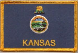 Kansas Embroidered Flag Patch, style 08.
