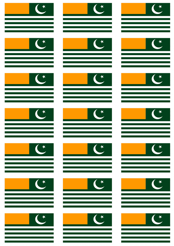 Kashmir Flag Stickers - 21 per sheet