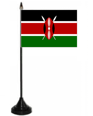 Kenya Desk / Table Flag with plastic stand and base.
