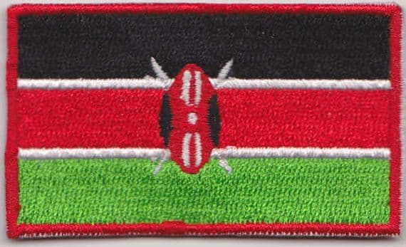 Kenya Embroidered Flag Patch, style 04.