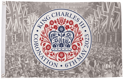 King Charles III Coronation Logo Large Flag (Crowd) - 5' x 3'