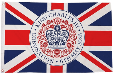 King Charles III Coronation Logo Large Flag (UK) - 3' x 2'
