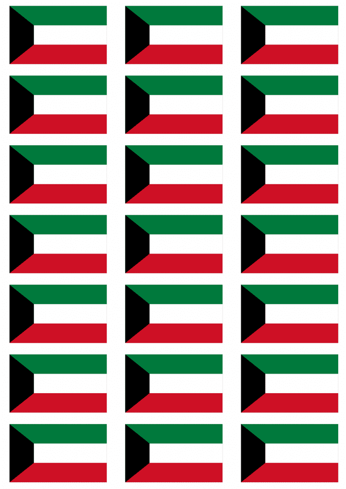 Kuwait Flag Stickers - 21 per sheet