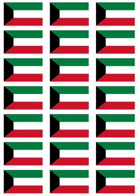 Kuwait Flag Stickers - 21 per sheet