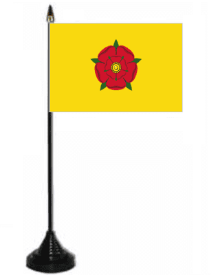 Lancashire Desk / Table Flag with plastic stand and base.