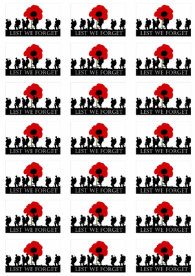 Lest We Forget Army Stickers - 21 per sheet