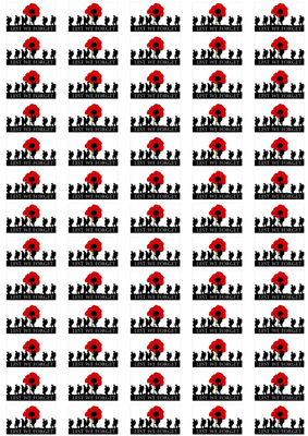 Lest We Forget Army Stickers - 65 per sheet