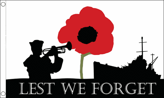 Lest We Forget Navy Large Flag - 3' x 2'